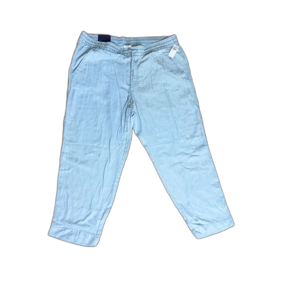 Gap Easy Pants Light Blue Chambray Drawstring Elastic Waist Size XL